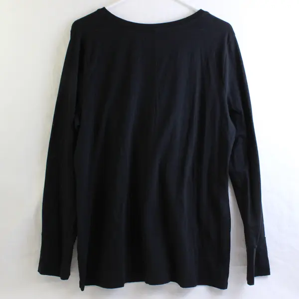 Ana Solid Black Color Long Sleeve T-Shirt Cotton/Modal/Spandex Women's Size XL