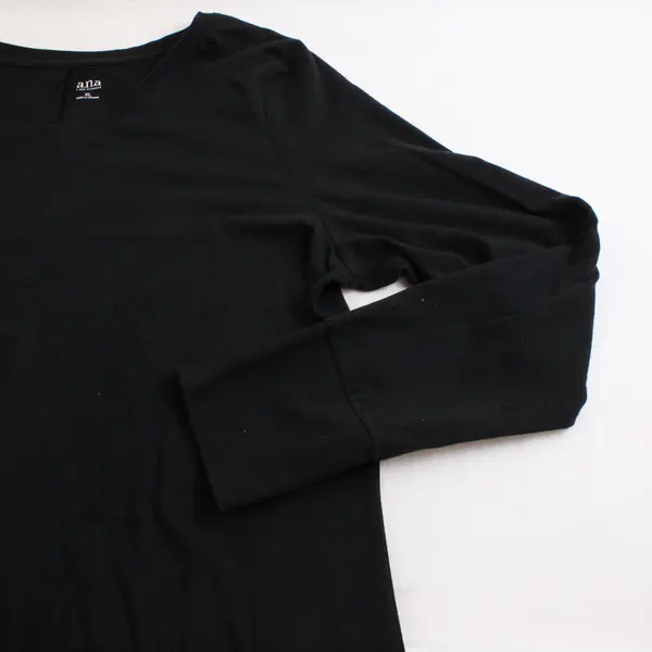 Ana Solid Black Color Long Sleeve T-Shirt Cotton/Modal/Spandex Women's Size XL