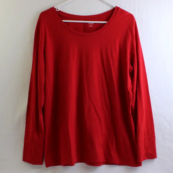  Ana Solid Red Color Long Sleeve T-Shirt Women's Size XL