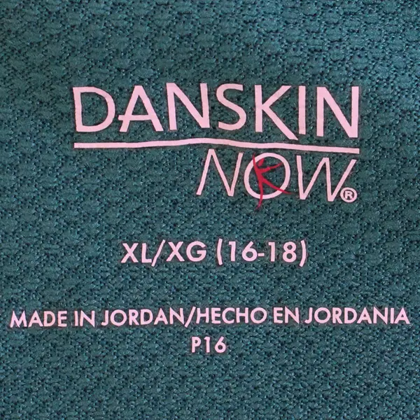 Danskin Now Teal Blue/Green Long Length Sleeve Activewear Top Women's Size XL