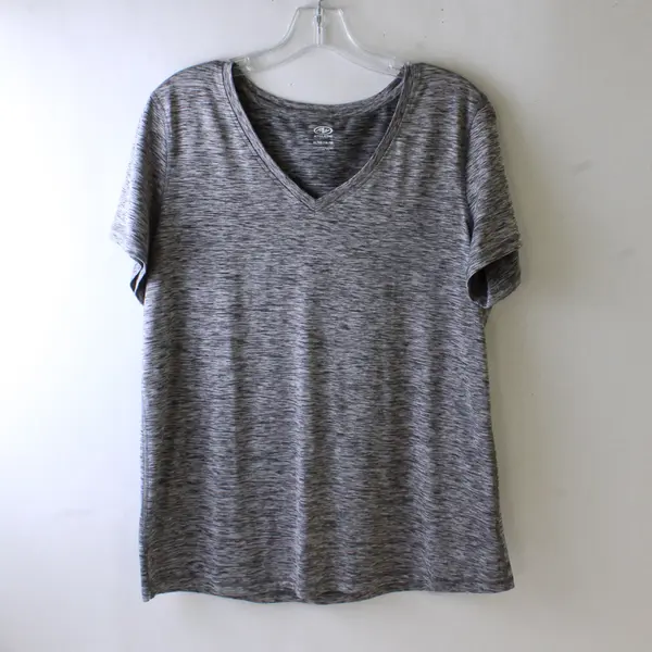 Athletic Works Women's XL Gray Speckled Short Sleeve Active Top