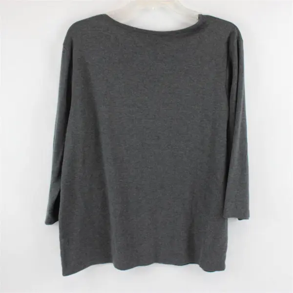 Karen Scott Gray Bedazzled Long Sleeve Top Cotton/Polyester Women's Size XL