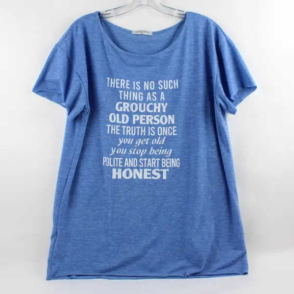 Lilicloth Blue "No Such Thing As Grouchy Old Ppl" Short Sleeve T-Shirt Womens XL