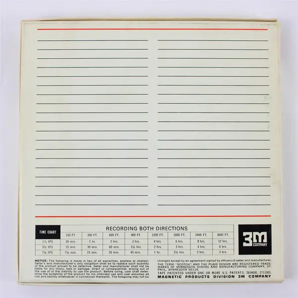Scotch 7" Reel to Reel Tape 192mins Used Home Recording