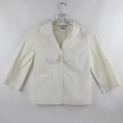 Tiramisu Solid White Color Quarter Length Sleeve Blouse Women's L Style 90s/Y2K