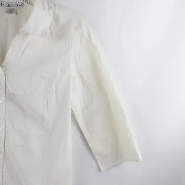 Tiramisu Solid White Color Quarter Length Sleeve Blouse Women's L Style 90s/Y2K