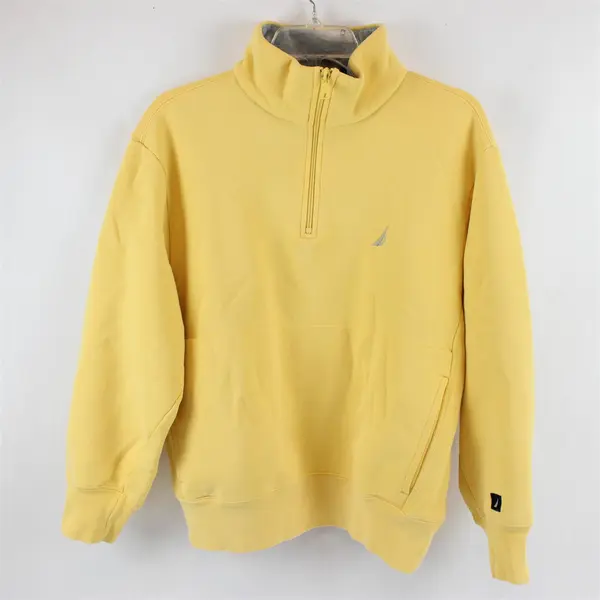 Nautica Butter Yellow Quarter Zip Sweatshirt With Kangaroo Pocket Men's Size S
