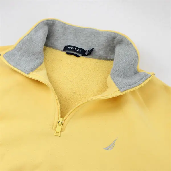 Nautica Butter Yellow Quarter Zip Sweatshirt With Kangaroo Pocket Men's Size S