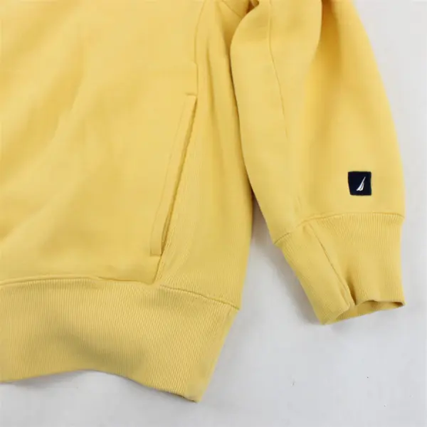 Nautica Butter Yellow Quarter Zip Sweatshirt With Kangaroo Pocket Men's Size S