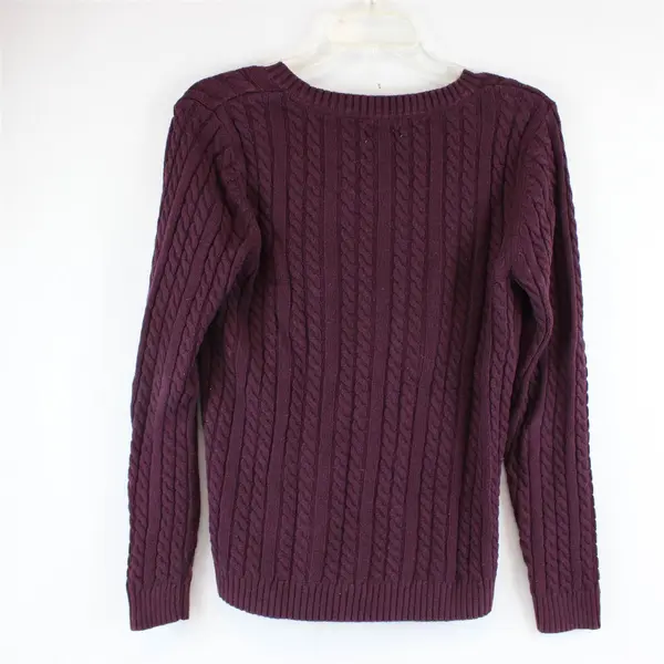 Croft & Barrow Solid Eggplant Purple Color Long Sleeve Knit Sweater Women's Sz M