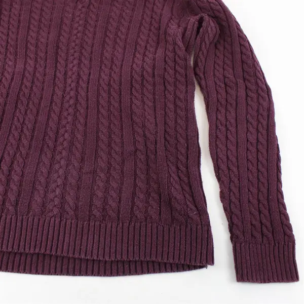 Croft & Barrow Solid Eggplant Purple Color Long Sleeve Knit Sweater Women's Sz M