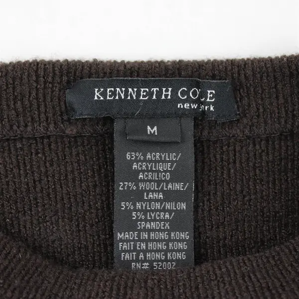 Kenneth Cole Solid Dark Brown Color Long Sleeve Knit Sweater Women's Size M