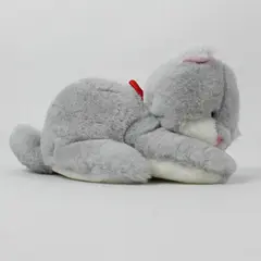 Grey Plush Cat with Red Ribbon 7in Soft Stuffed Animal