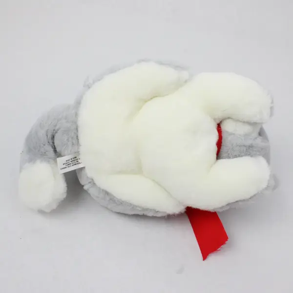 Grey Plush Cat with Red Ribbon 7in Soft Stuffed Animal