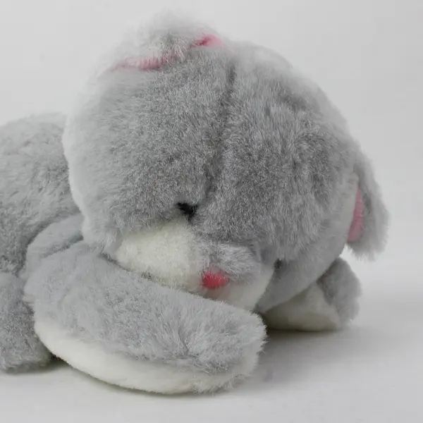 Grey Plush Cat with Red Ribbon 7in Soft Stuffed Animal