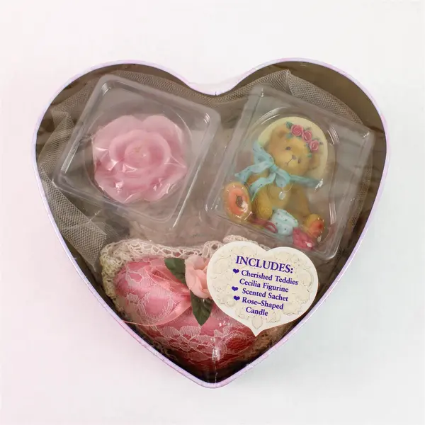 Enesco Cherished Teddies Cecilia 'You Pull My Heartstrings' Candle Tin - New