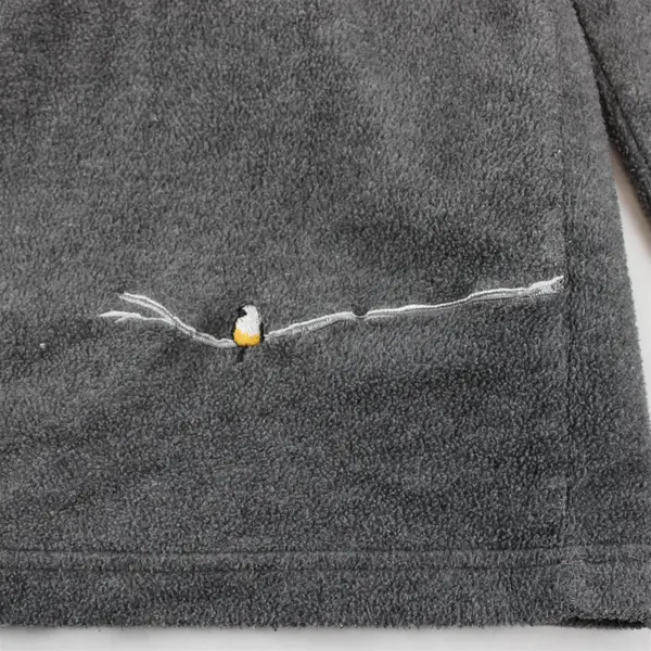 Croft & Barrow Gray Embroidered Snowy Birdhouse Sweatshirt Women's Size M