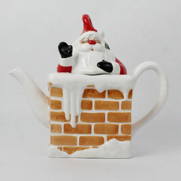 OMNIBUS Santa Chimney 26oz Christmas Teapot Collectible New No Box