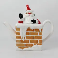 OMNIBUS Santa Chimney 26oz Christmas Teapot Collectible New No Box