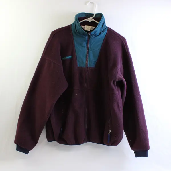 Vtg Columbia Sportswear Co. Purple/Green Full Zip Fleece Jacket Youth Size 18/20