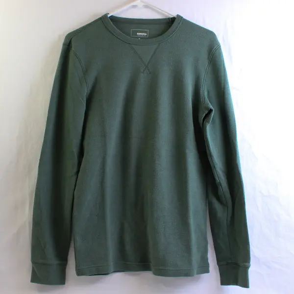 Sonoma Solid Green Color Long Sleeve Waffle Knit Thermal Shirt Men's Size S