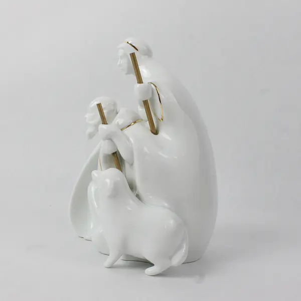 Appletree Design Lighted Porcelain Hand-Painted Nativity Shepherds 8in New