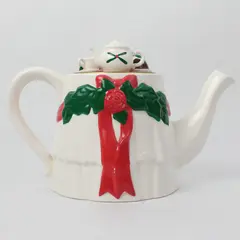 Vintage Midwest Importers White Ceramic Christmas Teapot - New