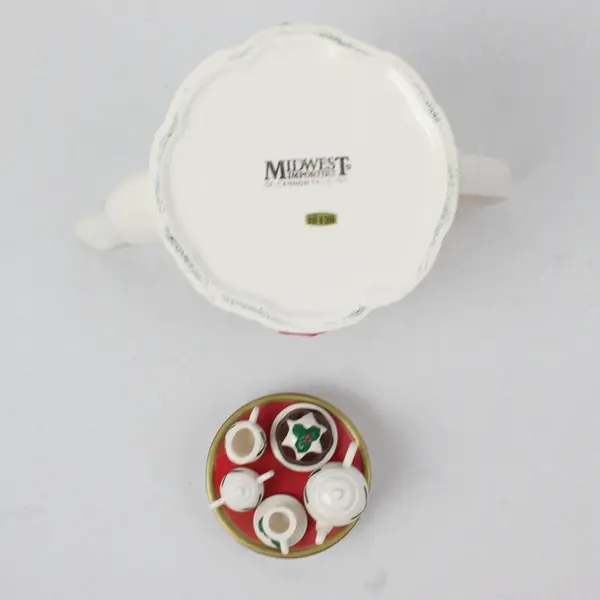 Vintage Midwest Importers White Ceramic Christmas Teapot - New