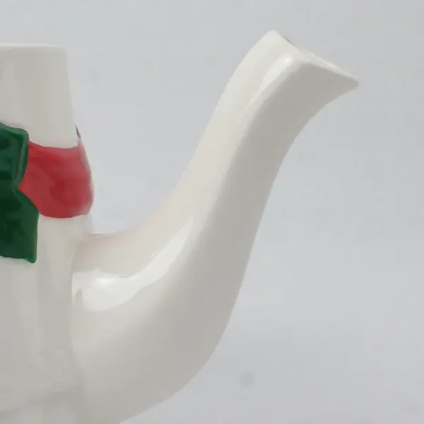 Vintage Midwest Importers White Ceramic Christmas Teapot - New