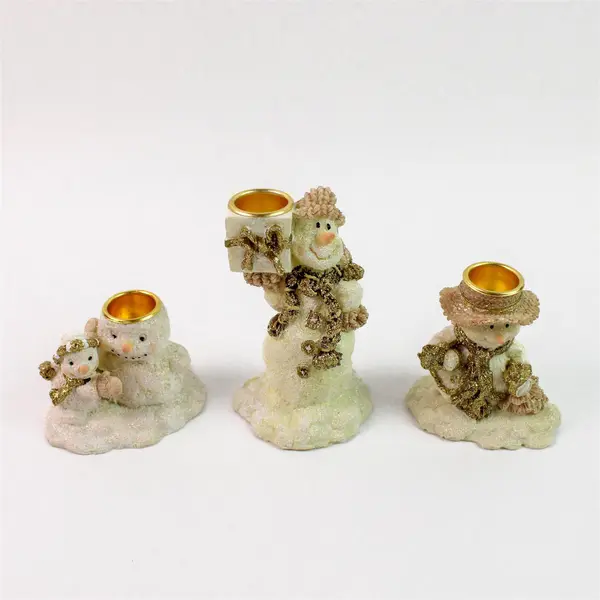 Snow Buddies 3 Piece Candle Holders Set Holiday Tabletop Decor