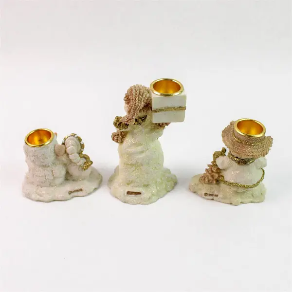 Snow Buddies 3 Piece Candle Holders Set Holiday Tabletop Decor