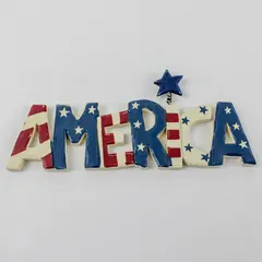 Glitzhome Wooden America Sign Red White Blue Rustic Farmhouse Decor