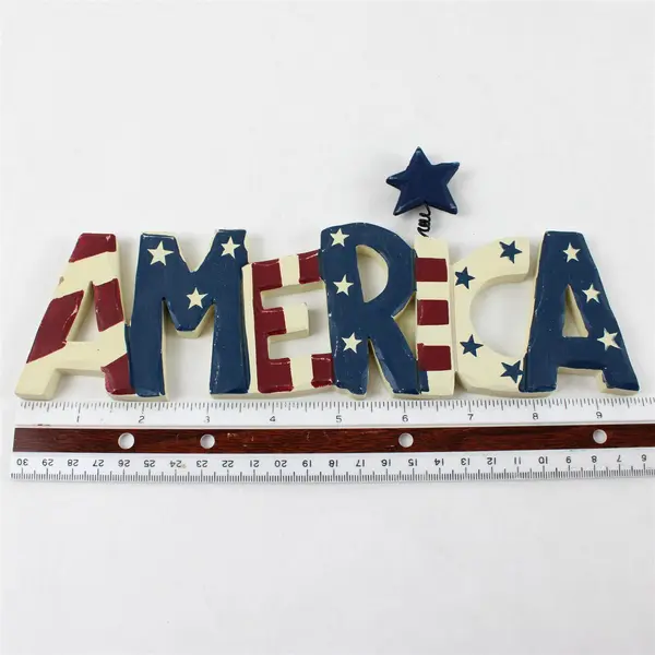 Glitzhome Wooden America Sign Red White Blue Rustic Farmhouse Decor