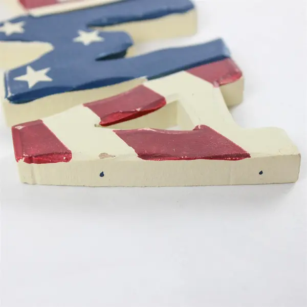 Glitzhome Wooden America Sign Red White Blue Rustic Farmhouse Decor