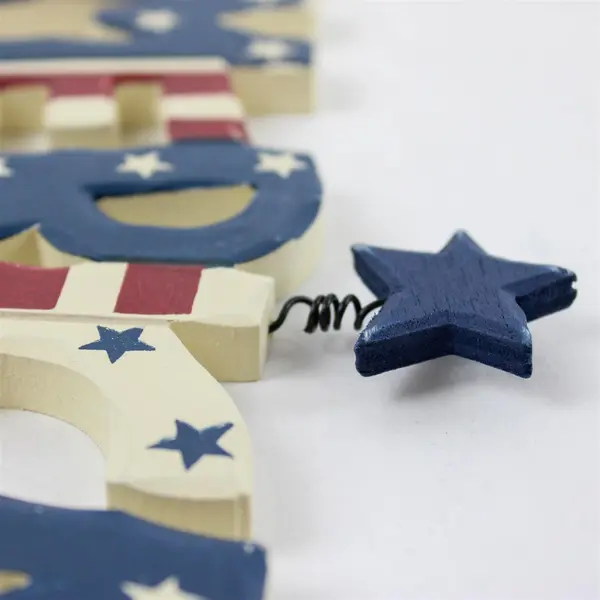 Glitzhome Wooden America Sign Red White Blue Rustic Farmhouse Decor