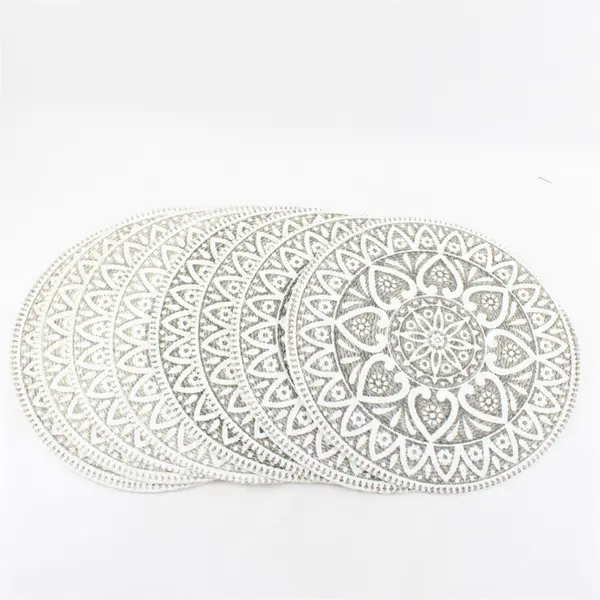Set of 8 Round Mandala Placemats 14.5in Decorative Table Protectors