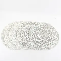 Set of 8 Round Mandala Placemats 14.5in Decorative Table Protectors