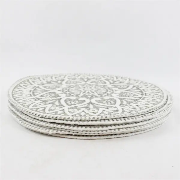Set of 8 Round Mandala Placemats 14.5in Decorative Table Protectors