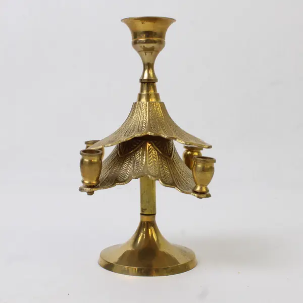 Gold Tree Multi Candle Holder Decorative Metallic Stand Mantel