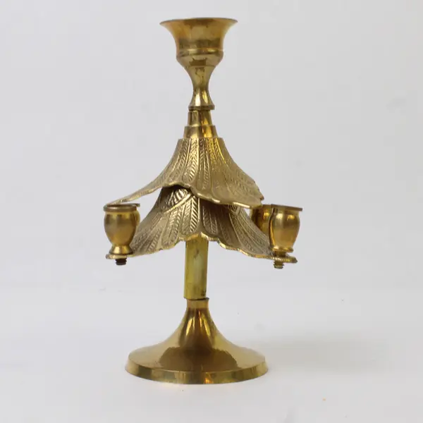 Gold Tree Multi Candle Holder Decorative Metallic Stand Mantel