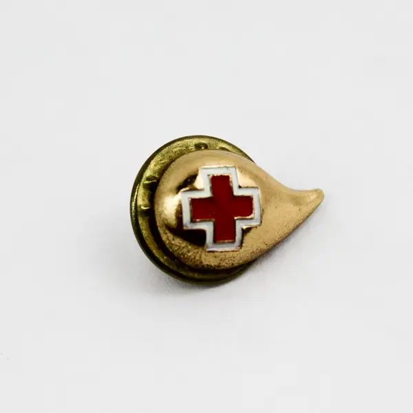 Lot 4 Red Cross Blood Donor Gold Plate Pins Enamel  Lapel Award Badges Gift