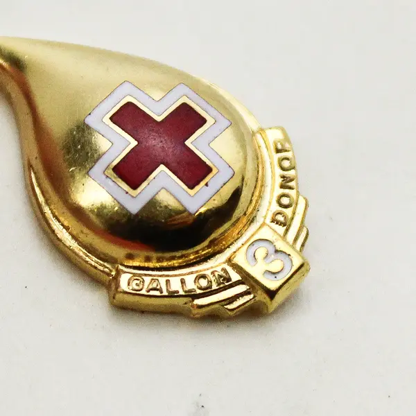 Lot 4 Red Cross Blood Donor Gold Plate Pins Enamel  Lapel Award Badges Gift