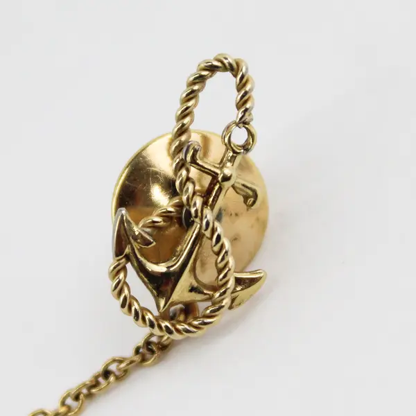 Vintage Gold Tone Anchor Tie Tack / Lapel Pin Nautical Maritime Design