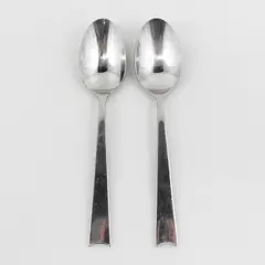 Lot of 2 Pottery Barn Flatware PBN39 Pattern 18/8 SS Soup Spoons 7.5" Rare HTF 
