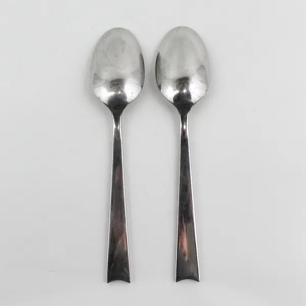 Lot of 2 Pottery Barn Flatware PBN39 Pattern 18/8 SS Soup Spoons 7.5" Rare HTF 