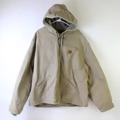 Carhartt Men's 3XL Brown Sherpa Lined Faded Duck Canvas Hooded Zip Jacket FLAWED