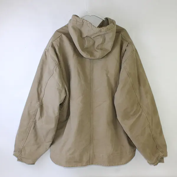Carhartt Men's 3XL Brown Sherpa Lined Faded Duck Canvas Hooded Zip Jacket FLAWED