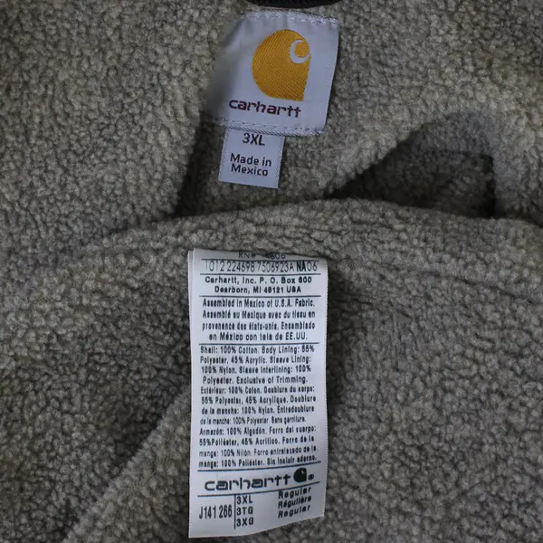 Carhartt Men's 3XL Brown Sherpa Lined Faded Duck Canvas Hooded Zip Jacket FLAWED