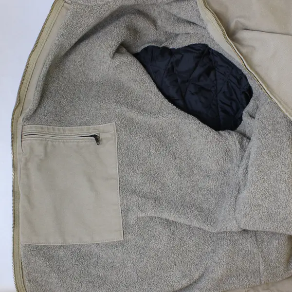 Carhartt Men's 3XL Brown Sherpa Lined Faded Duck Canvas Hooded Zip Jacket FLAWED