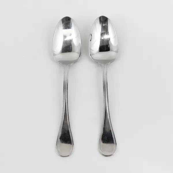 Lot of 2 Pottery Barn PBN23 Pattern 18/8 SS Oval Soup Spoons 8.13" Rare Items